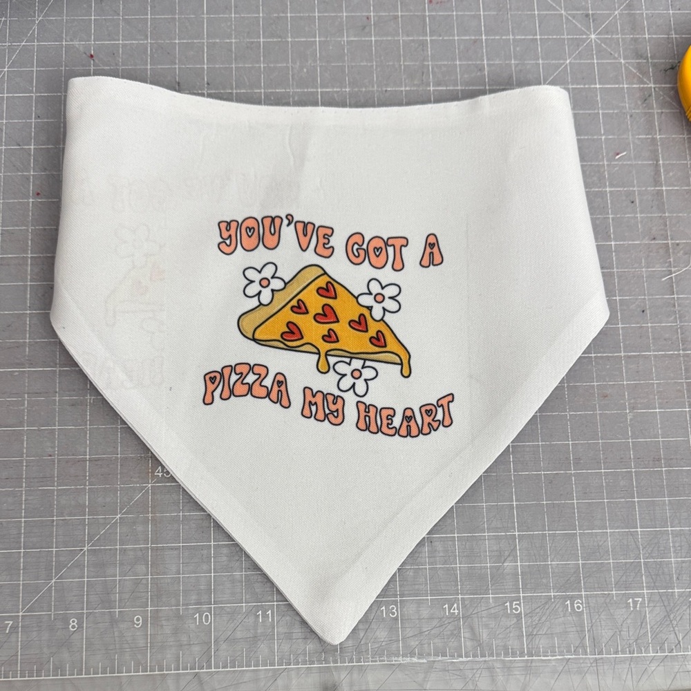 Valentines Dog Bandana with Pizza Heart Design